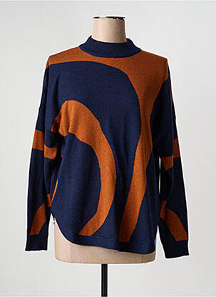 Pull stretch manches longues bleu SIGNATURE femme