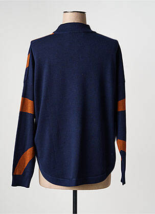 Pull coupe droite manches longues bleu SIGNATURE femme