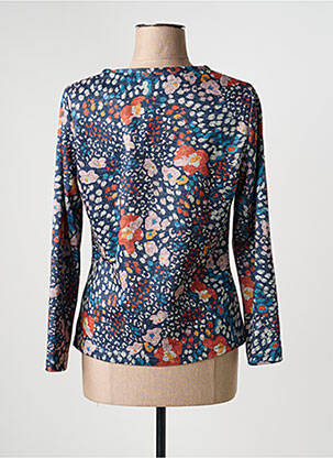 Pull tissage chiné manches longues bleu GUY DUBOUIS femme