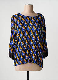 Blouse col rond manches 3/4 bleu BRANDTEX femme