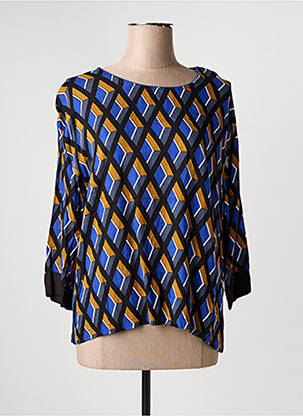 Blouse col rond manches 3/4 bleu BRANDTEX femme