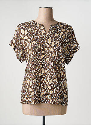 T-shirt imprimé fantaisie manches courtes marron BRANDTEX femme