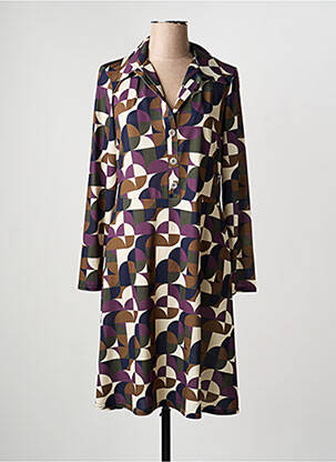 Robe mi-longue manches longues manches longues violet FILLE A SUIVRE femme