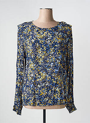 Blouse imprimé fleurs manches longues bleu BRANDTEX femme