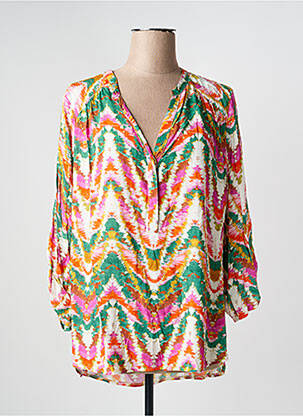 Blouse tissage popeline manches 3/4 orange EMABLUES femme