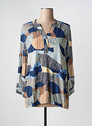 Top tissage jersey manches longues bleu SIGNATURE femme
