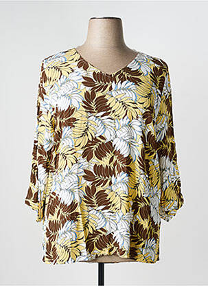 Blouse imprimé fleurs manches 3/4 marron CISO femme