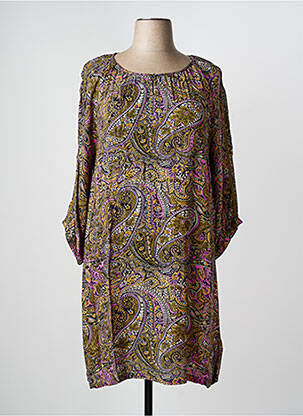 Robe mi-longue manches longues manches longues vert CISO femme