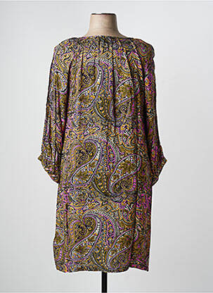 Robe mi-longue coupe fluide manches longues vert CISO femme