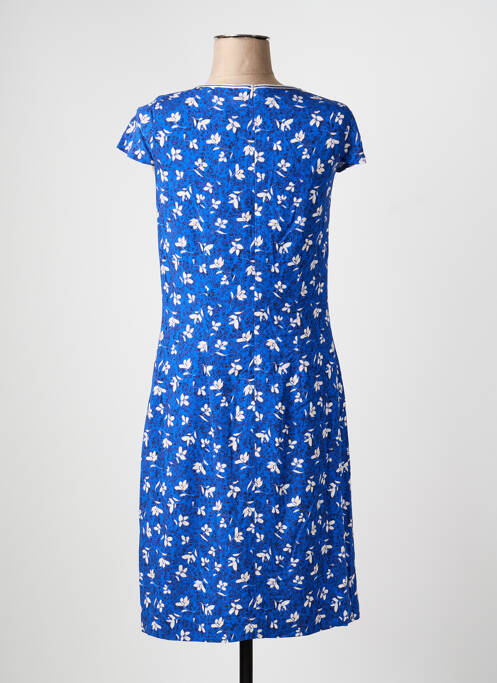 Robe mi-longue imprimé fleurs manches courtes bleu GUY DUBOUIS femme