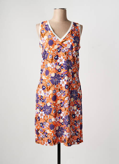 Robe mi-longue imprimé fleurs sans manche orange MERI & ESCA femme