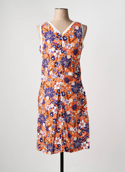 Robe mi-longue imprimé fleurs sans manche orange MERI & ESCA femme