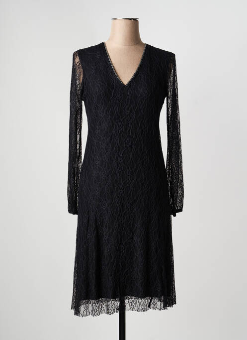 Robe mi-longue manches longues manches longues noir EMA BLUE'S femme