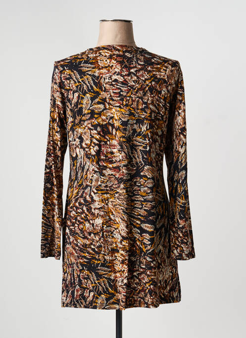 Tunique manches longues imprimé fantaisie marron SIGNATURE femme