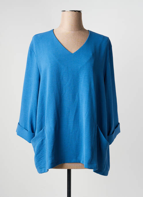 Blouse manches 3/4 manches 3/4 bleu KAKIE femme