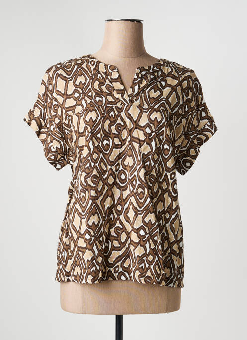 T-shirt imprimé fantaisie manches courtes marron BRANDTEX femme