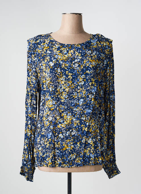 Blouse imprimé fleurs manches longues bleu BRANDTEX femme