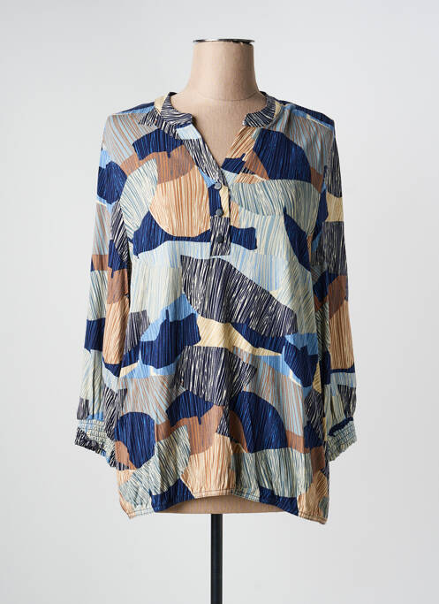 Top tissage jersey manches longues bleu SIGNATURE femme