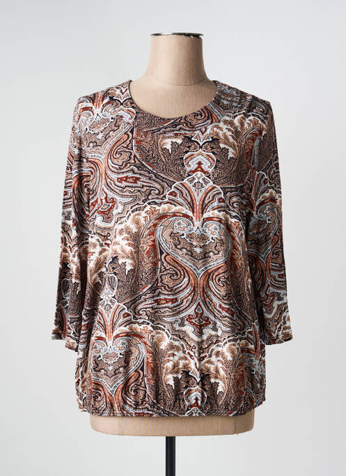 T-shirt stretch manches 3/4 marron SIGNATURE femme