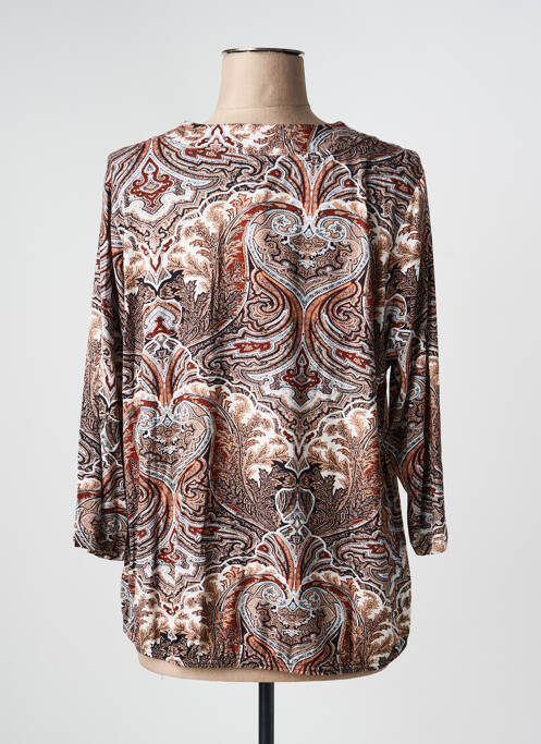 T-shirt stretch manches 3/4 marron SIGNATURE femme
