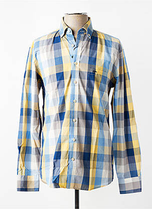 Chemise manches longues imprimé carreaux bleu FYNCH-HATTON homme