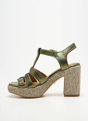 Sandales/nu pieds semi compensé talon de 7 à 9cm vert ADIGE femme
