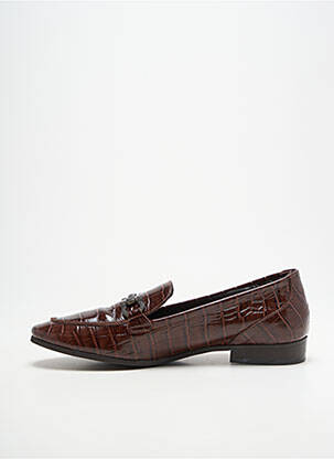Mocassins bout rond talon plat jusqu'à 3cm marron REQINS femme