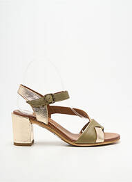 Sandales/nu pieds tissage satiné talon de 4 à 6cm vert LUNE & L'AUTRE femme