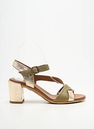 Sandales/nu pieds tissage satiné talon de 4 à 6cm vert LUNE & L'AUTRE femme
