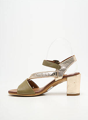 Sandales/nu pieds tissage satiné talon de 4 à 6cm vert LUNE & L'AUTRE femme