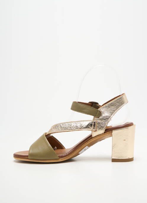 Sandales/nu pieds tissage satiné talon de 4 à 6cm vert LUNE & L'AUTRE femme