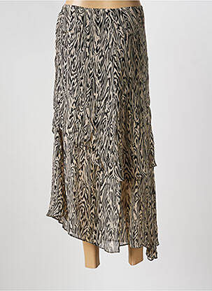 Jupe longue imprimé fantaisie noir BERENICE femme