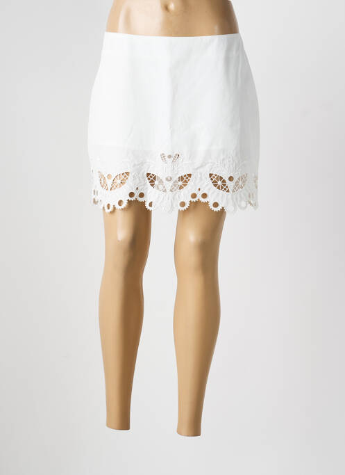 Jupe courte coupe droite blanc BERENICE femme