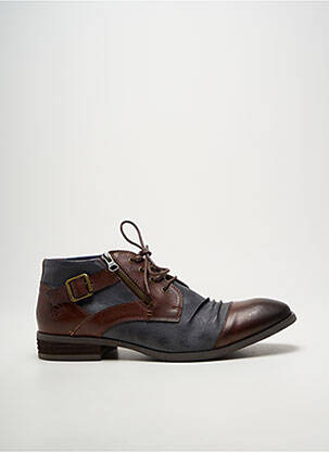 Bottines/boots tissage satiné talon bas marron KDOPA homme