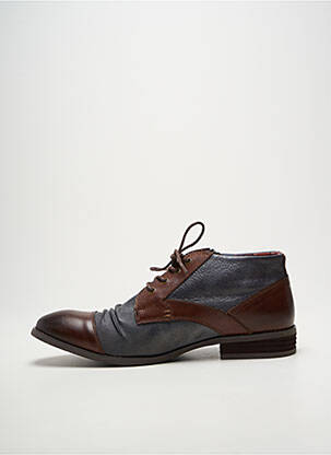 Bottines/boots tissage satiné talon bas marron KDOPA homme