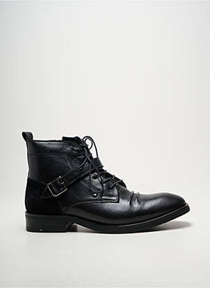 Bottines/boots tissage satiné talon bas noir KDOPA homme