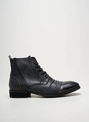 Bottines/boots tissage satiné talon bas noir KDOPA homme