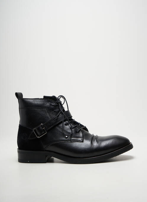 Bottines/boots tissage satiné talon bas noir KDOPA homme