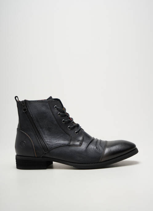 Bottines/boots tissage satiné talon bas noir KDOPA homme