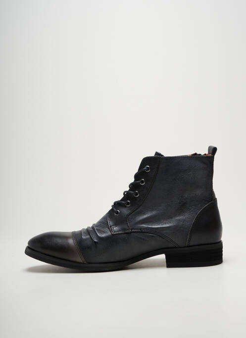 Bottines/boots tissage satiné talon bas noir KDOPA homme