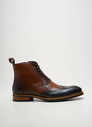 Bottines/boots tissage satiné talon bas marron KDOPA homme