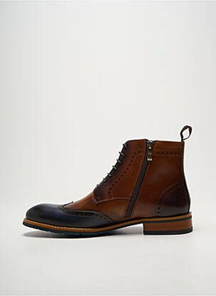 Bottines/boots tissage satiné talon bas marron KDOPA homme