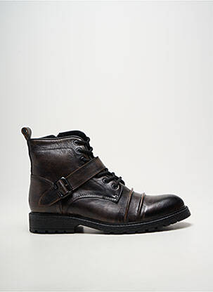 Bottines/boots tissage satiné talon bas marron KDOPA homme