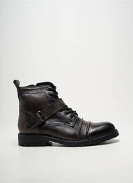 Bottines/boots tissage satiné talon bas marron KDOPA homme