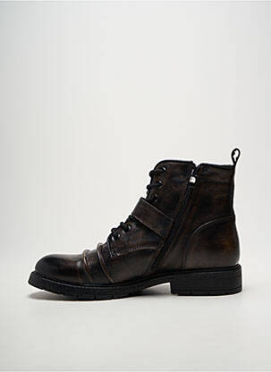 Bottines/boots tissage satiné talon bas marron KDOPA homme
