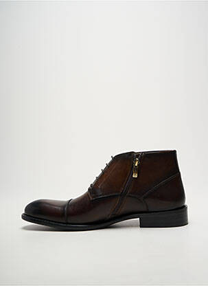 Bottines/boots tissage satiné talon bas marron KDOPA homme