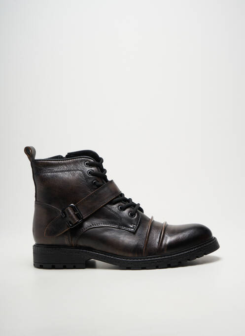 Bottines/boots tissage satiné talon bas marron KDOPA homme