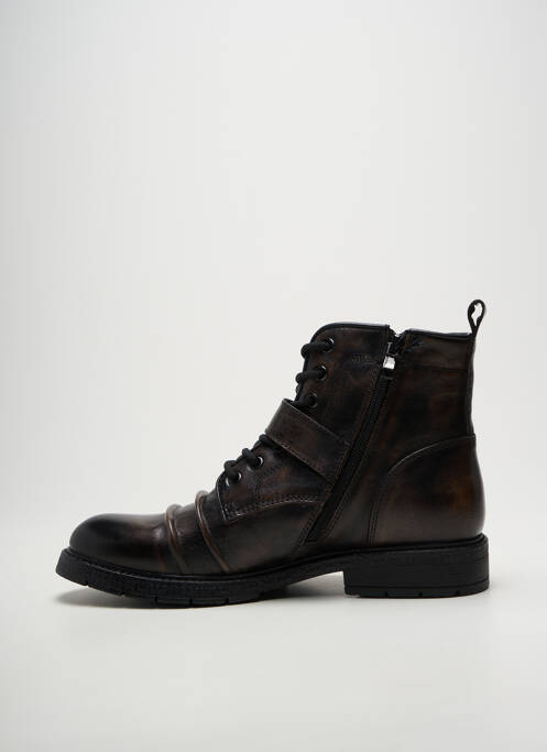 Bottines/boots tissage satiné talon bas marron KDOPA homme