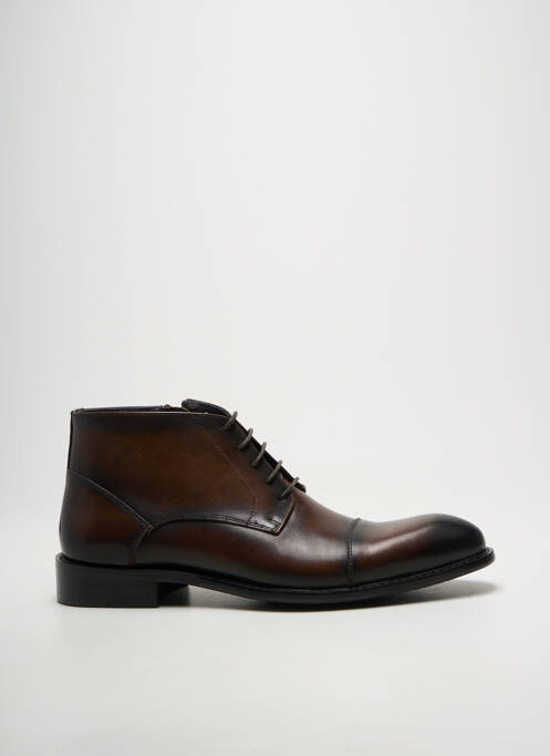 Bottines/boots tissage satiné talon bas marron KDOPA homme
