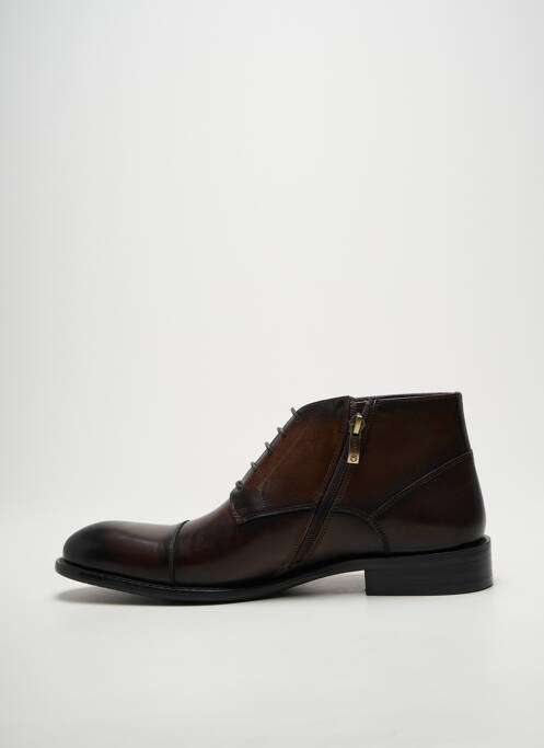 Bottines/boots tissage satiné talon bas marron KDOPA homme
